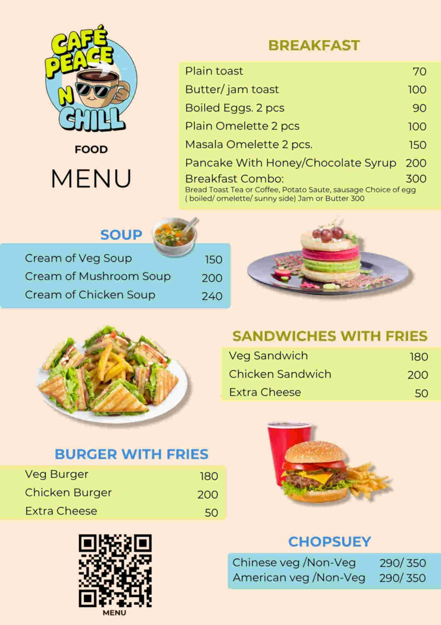 Menu design sample for restaurant